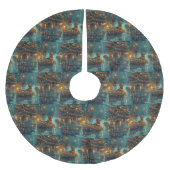 Jupon De Sapin En Polyester Brossé Dachshund Noël Festive Voyage (Devant)