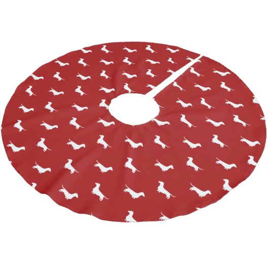 Jupon De Sapin En Polyester Brossé Dachshund Silhouettes Motif Noël (Angle)