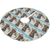 Jupon De Sapin En Polyester Brossé Dachshund Winter Wonderland Christmas Joy (Angle)