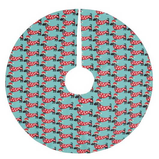 Jupon De Sapin En Polyester Brossé Dachshunds Festive (Devant)