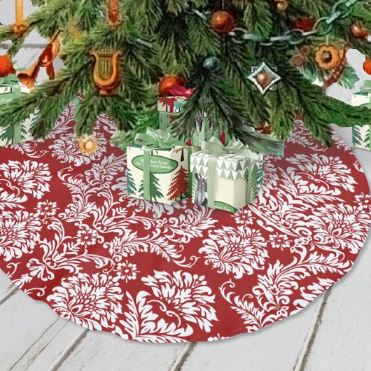Jupon De Sapin En Polyester Brossé Damas Noël