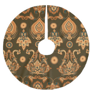 Jupon De Sapin En Polyester Brossé Damask Floral : Style Vintage sans couture