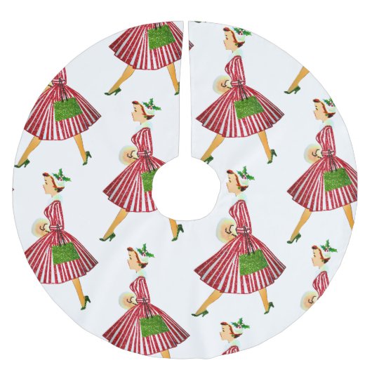 Jupon De Sapin En Polyester Brossé dame de noël (Devant)