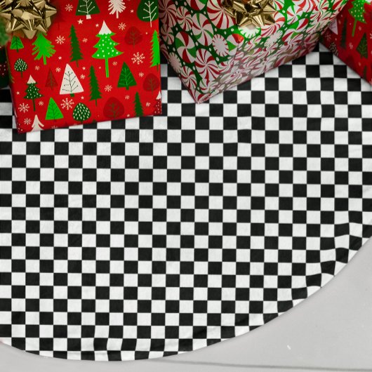 Jupon De Sapin En Polyester Brossé Damier noir et blanc