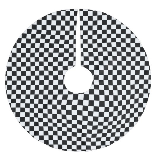 Jupon De Sapin En Polyester Brossé DAMIER ! (un ~ de conception noire et blanche) (Devant)