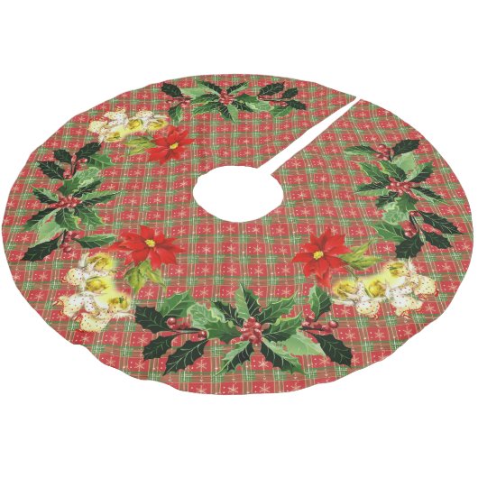 Jupon De Sapin En Polyester Brossé Danser les anges de bébé sur Plaid (Angle)