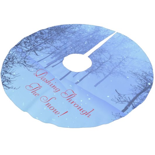 Jupon De Sapin En Polyester Brossé Dashing Through the Snow! sur un (Angle)