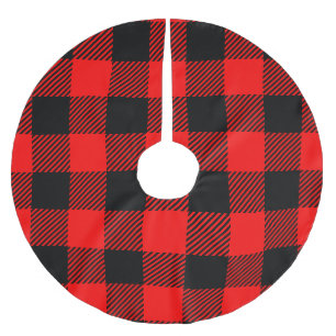 Jupon De Sapin En Polyester Brossé Décor à carreaux buffle rouge et noir en vichy