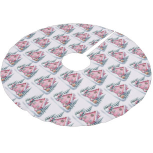 Jupon De Sapin En Polyester Brossé Décoration de Maison en Pain d'Épice Rose