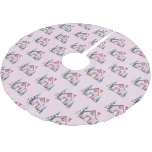 Jupon De Sapin En Polyester Brossé Décoration de Maison en Pain d'Épice Rose 