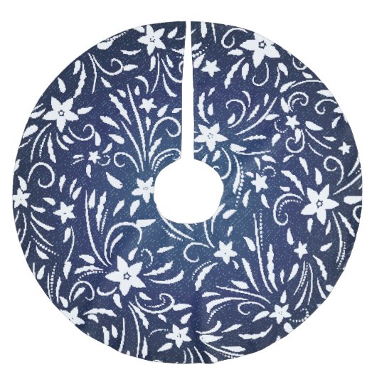 Jupon De Sapin En Polyester Brossé Denim Blooms : Floral Pattern Arrière - plan (Devant)