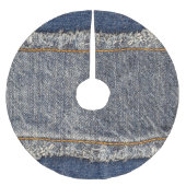 Jupon De Sapin En Polyester Brossé Denim Blue Jeans : Décontracté Double Patch (Devant)