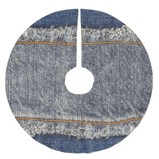 Jupon De Sapin En Polyester Brossé Denim Blue Jeans : Décontracté Double Patch