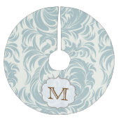 Jupon De Sapin En Polyester Brossé Dentelle Damas Imprimer Monogramme Arbre initiale (Devant)