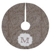 Jupon De Sapin En Polyester Brossé Dentelle Damas Imprimer Monogramme Arbre initiale (Devant)