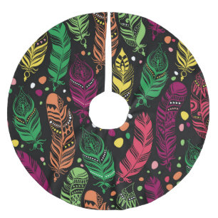 Jupon De Sapin En Polyester Brossé Des plumes ethniques sans couture, des motifs dyna