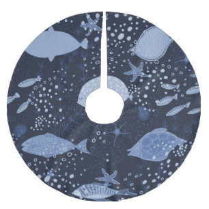 Jupon De Sapin En Polyester Brossé Des poissons endormis monochromes, motif foncé.