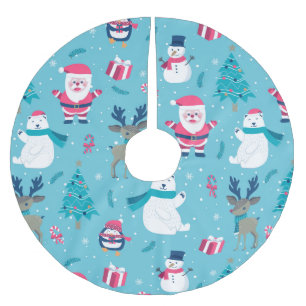 Jupon De Sapin En Polyester Brossé Design coloré de Noël
