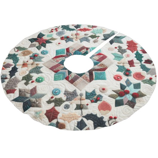 Jupon De Sapin En Polyester Brossé Design de Noël doré (Angle)