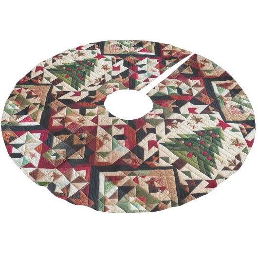 Jupon De Sapin En Polyester Brossé Design de Noël doré (Angle)