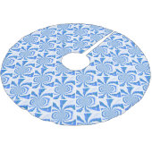 Jupon De Sapin En Polyester Brossé Design fractal moderne bleu et blanc (Angle)