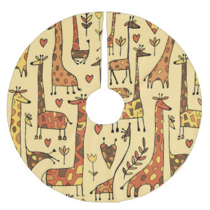 Jupon De Sapin En Polyester Brossé Dessin De Giraffe, Amusant Design Sans Fil.