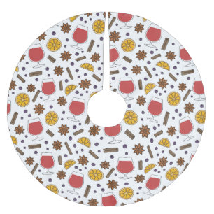 Jupon De Sapin En Polyester Brossé Dessin de vin épicé roux de Noël 