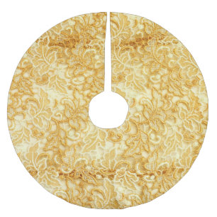 Jupon De Sapin En Polyester Brossé Détail en dentelle d'or, tissu.