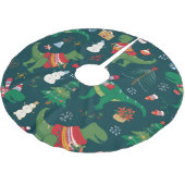 Jupon De Sapin En Polyester Brossé Dinosaur T-Rex : Nouvel An de Noël. (Angle)