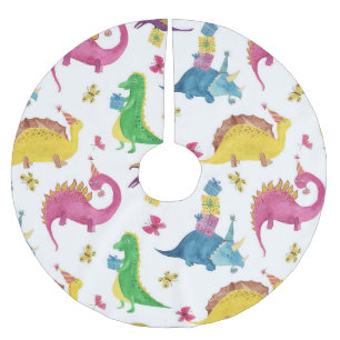 Jupon De Sapin En Polyester Brossé Dinosaure party : motif aquarelle.