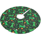 Jupon De Sapin En Polyester Brossé Dinosaures de Noël (Angle)