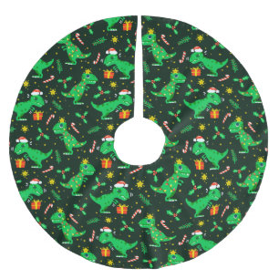 Jupon De Sapin En Polyester Brossé Dinosaures de Noël