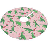 Jupon De Sapin En Polyester Brossé dinosaures de noël rose stegosaurus triceratops (Angle)