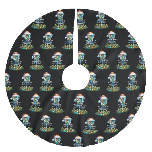 Jupon De Sapin En Polyester Brossé Disque de Noël Golf Thème (Devant)