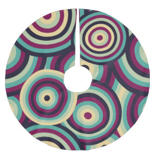 Jupon De Sapin En Polyester Brossé Disques bleu-violet rétro, motif abstrait.