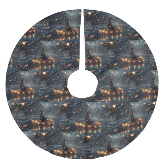 Jupon De Sapin En Polyester Brossé Doberman Christmas Festive Voyage (Devant)