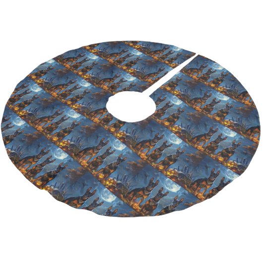 Jupon De Sapin En Polyester Brossé Doberman Halloween Éffrayant (Angle)