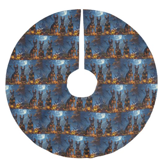 Jupon De Sapin En Polyester Brossé Doberman Halloween Éffrayant (Devant)