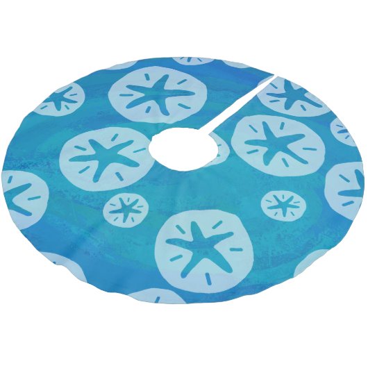 Jupon De Sapin En Polyester Brossé Dollar de sable blanc et Motif bleu (Angle)