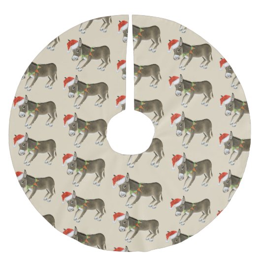 Jupon De Sapin En Polyester Brossé Donkeys de Noël (Devant)