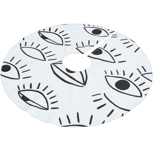 Jupon De Sapin En Polyester Brossé Doodle eye, motif créatif sans couture. (Angle)