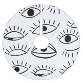 Jupon De Sapin En Polyester Brossé Doodle eye, motif créatif sans couture. (Devant)