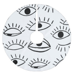 Jupon De Sapin En Polyester Brossé Doodle eye, motif créatif sans couture.