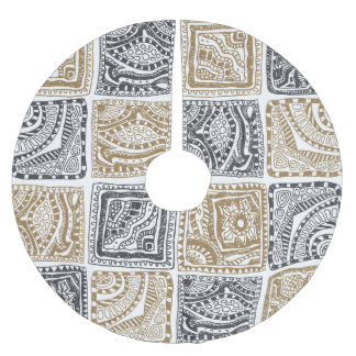 Jupon De Sapin En Polyester Brossé Doodle géométrique, motif abstrait vintage.