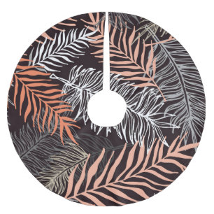 Jupon De Sapin En Polyester Brossé Doodle Palm : Motif Leafy Dessiné À La Main.