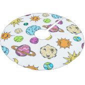 Jupon De Sapin En Polyester Brossé Doodles spatiaux Arrière - plan cosmique (Angle)