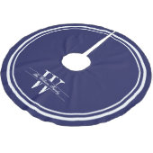 Jupon De Sapin En Polyester Brossé Double monogramme de frontière de marine (Angle)