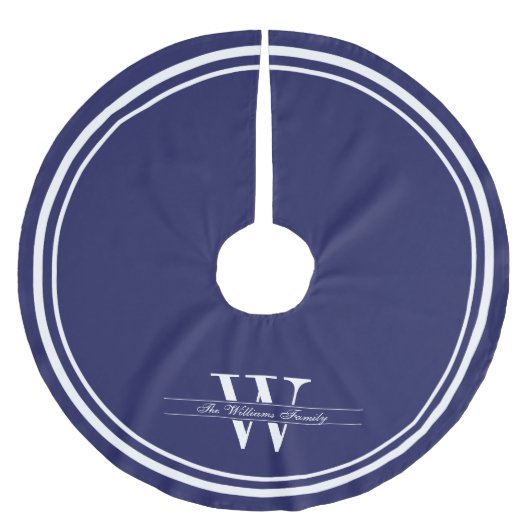 Jupon De Sapin En Polyester Brossé Double monogramme de frontière de marine (Devant)