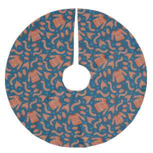 Jupon De Sapin En Polyester Brossé Douille de Noël moche Casquette Scarf Rouge Blanc