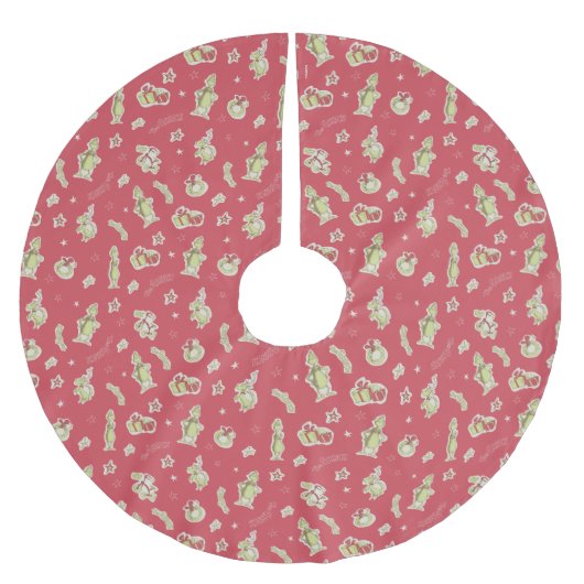 Jupon De Sapin En Polyester Brossé Dr Seuss | The Grinch | Motif de Noël rouge (Devant)